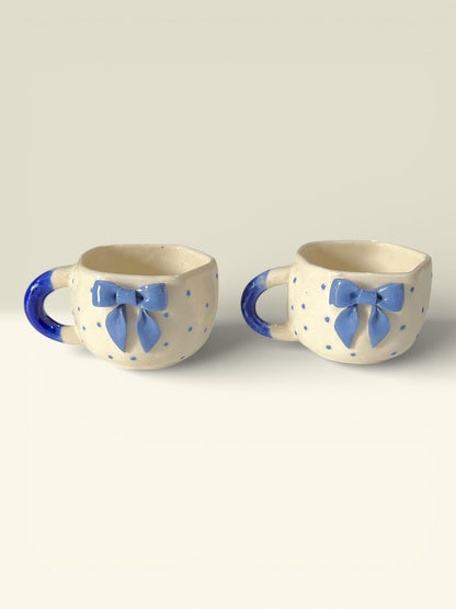Blue Side Bow Mugs (Pack of 2)