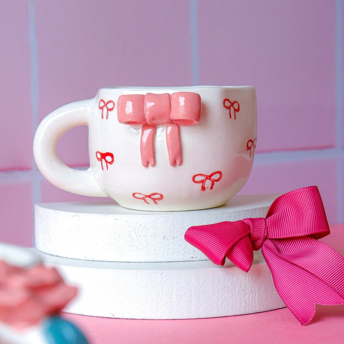 Bow and Roses Coffee Mugs Duo