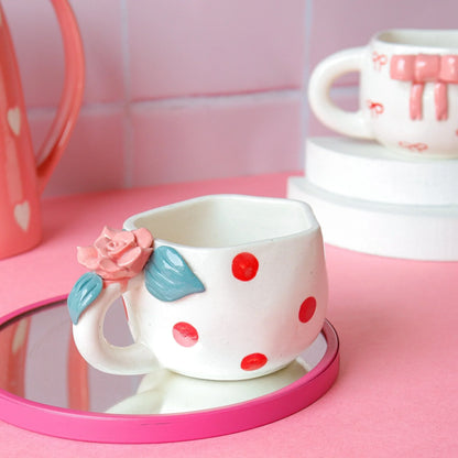 Bow and Roses Coffee Mugs Duo