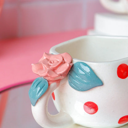 Bow and Roses Coffee Mugs Duo