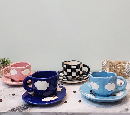 Get 4 @ Cost of 3! Ceramic Coffee &amp; Tea Designer Mugs with Saucer