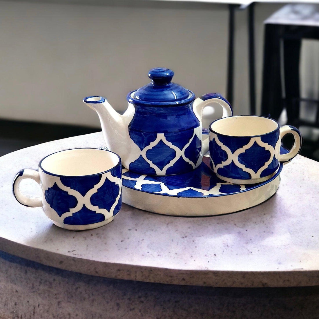 Two Royal Blue Teapot Set - Clayful Homes